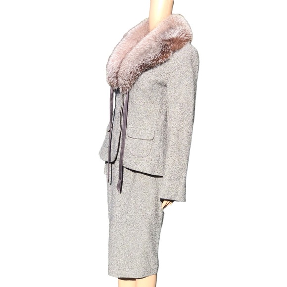 ESCADA skirt suit with Fox fur trim Sz m eu 38 - Picture 8 of 15